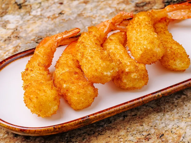 Crispy breaded fried shrimp at Pier One Fish & Chips, a Fish & Chips Restaurant in Montebello